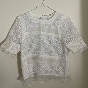 Rebecca Taylor Lace White Blouse Shirt